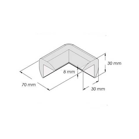 Protezione segnaletica in gomma angolare e angolare Viso 3x3cm - 7x7 cm nero/giallo - PU30NJ